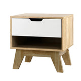 Bedside Table with Drawer Cabinet Storage Wooden Looks