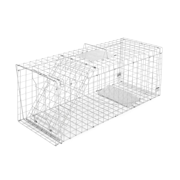 Cage Safe Easy Trap Animal  150 x 50 x 53cm Collapsible Metal Cage - Silver