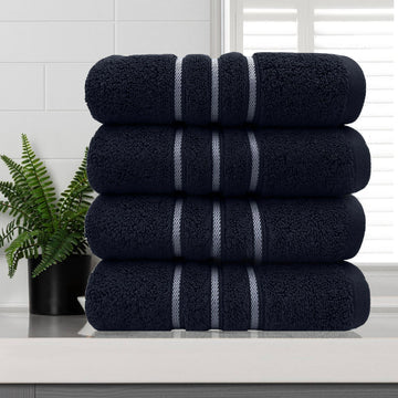 Towel stripe super soft premium cotton hand towel 4 pcs sailor blue