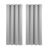 Blockout Curtains 2X 132x160cm Thermal Insulated Eyelet Drapes Grey