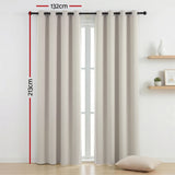 Blockout Curtains 2X 132x213cm Thermal Insulated Eyelet Drapes Beige