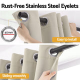 Blockout Curtains 2X 132x213cm Thermal Insulated Eyelet Drapes Beige