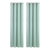 Blockout Curtains 2X 132x213cm Thermal Insulated Eyelet Drapes Green