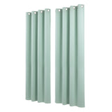 Blockout Curtains 2X 132x213cm Thermal Insulated Eyelet Drapes Green