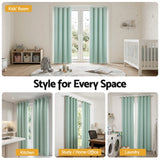 Blockout Curtains 2X 132x213cm Thermal Insulated Eyelet Drapes Green