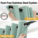 Blockout Curtains 2X 132x213cm Thermal Insulated Eyelet Drapes Green