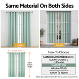 Blockout Curtains 2X 132x213cm Thermal Insulated Eyelet Drapes Green