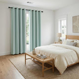 Blockout Curtains 2X 132x213cm Thermal Insulated Eyelet Drapes Green