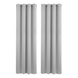 Blockout Curtains 2X 132x213cm Thermal Insulated Eyelet Drapes Grey