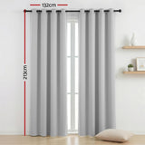 Blockout Curtains 2X 132x213cm Thermal Insulated Eyelet Drapes Grey