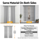 Blockout Curtains 2X 132x213cm Thermal Insulated Eyelet Drapes Grey
