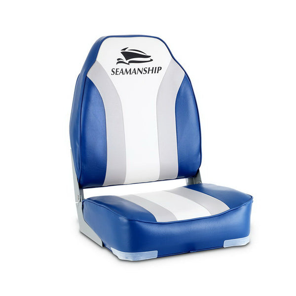 Boat Seats  2X Folding  Marine Seat Swivel High and Padding Blue