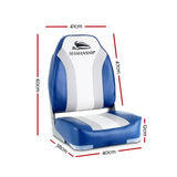 Boat Seats  2X Folding  Marine Seat Swivel High and Padding Blue