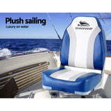 Boat Seats  2X Folding  Marine Seat Swivel High and Padding Blue