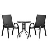 Table and Chairs 3PC Outdoor Set Table and Chairs  Black Bistro