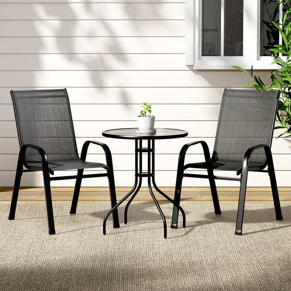 Table and Chairs 3PC Outdoor Set Table and Chairs  Black Bistro