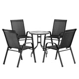 Table and Chairs  5PC Set Outdoor Table and 4 Chairs Outdoor Furniture Black