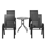 Table and Chairs  5PC Set Outdoor Table and 4 Chairs Outdoor Furniture Black