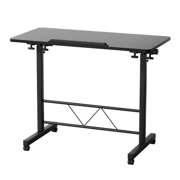 Laptop Desk Table 80CM Black Height Adjustable Wooden Bed Side Tables