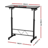 Laptop Desk Table 80CM Black Height Adjustable Wooden Bed Side Tables