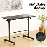 Laptop Desk Table 80CM Black Height Adjustable Wooden Bed Side Tables