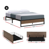 Artiss Bed Frame Metal Frame Queen Size Bed Base 2 Drawers