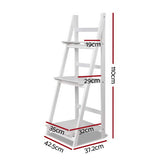 Bookcase Display Storage Stand Rack Foldable Ladder Style Shelf 3 Level Book Shelves White