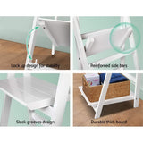 Bookcase Display Storage Stand Rack Foldable Ladder Style Shelf 3 Level Book Shelves White
