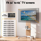 TV Floor Stand for 32-65" Mount Bracket Universal Adjustable Height with Wheels