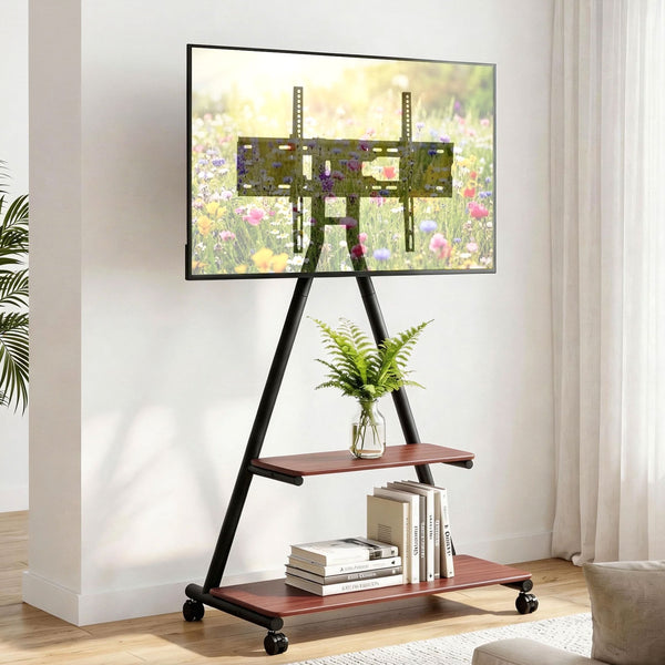 TV Stand Rolling Cart Wheels 32-75" Heavy Duty 133kg Mount Bracket