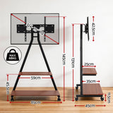 TV Stand Rolling Cart Wheels 32-75" Heavy Duty 133kg Mount Bracket
