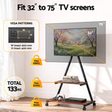 TV Stand Rolling Cart Wheels 32-75" Heavy Duty 133kg Mount Bracket