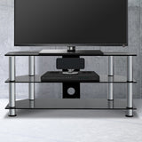 TV Stand TV Storage Media Stand TV Tempered Glass Stand with 3 Tiers
