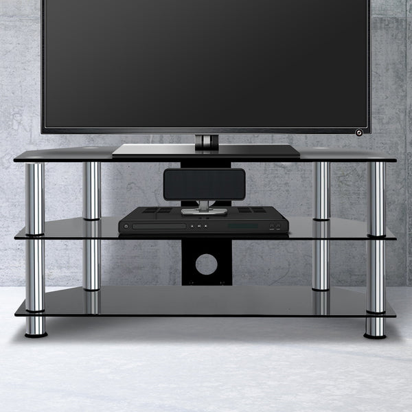 TV Stand TV Storage Media Stand TV Tempered Glass Stand with 3 Tiers
