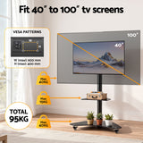 TV Stand for 40-100" Mount Bracket Adjustable Height with Wheels Universal