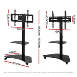 TV Stand for 32 to 70 Inch Screens Portable wheels Swivel Adjustable Black STAND A L O N E
