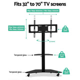 TV Stand for 32 to 70 Inch Screens Portable wheels Swivel Adjustable Black STAND A L O N E