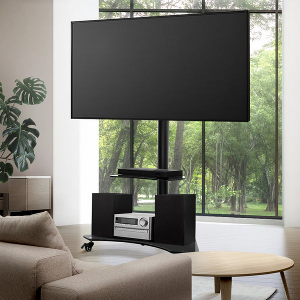 TV Stand for 32 to 70 Inch Screens Portable wheels Swivel Adjustable Black STAND A L O N E