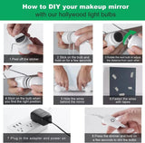Mirror Lighting Hollywood LED Vanity Mirror Lights Kit, to use and make Dimmable Makeup mirror