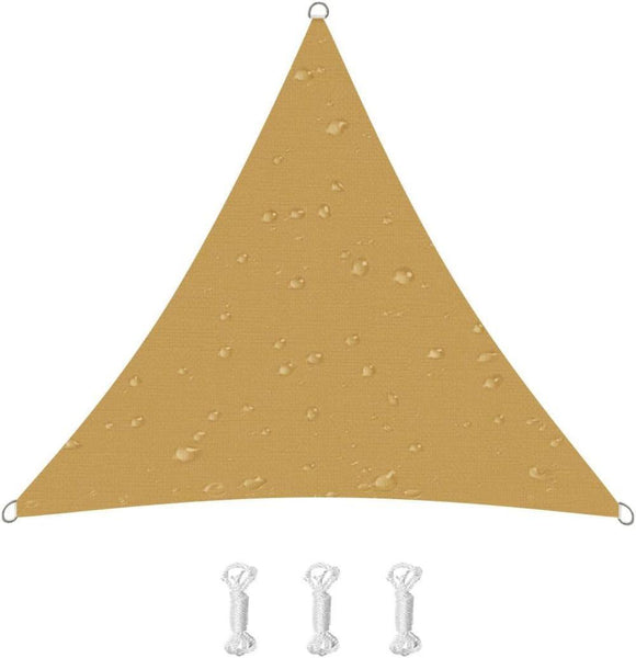5x5x5m Waterproof Outdoor Triangular Sun Sail UV Protective Shade Net for Camping Garden and Pool, Dark Yellow