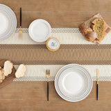 Table Runner - 30 x 183 cm - Bohemian Table Runner - Macrame Style Bicolor Stitching Table Runner - Small Dinner Tablecloth - Boho Neutral Table Runners - Farmhouse Woven Home Decor