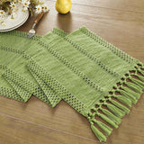 Table runner - tablecloth - Bohemian style table runner - pink table runner - with knotted tassel - farmhouse woven home decor - green - 30*240 cm