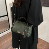 Women Bag multi-pocket design with tassel and metal accents, supports multiple carrying methods, combining practicality and style..light brown