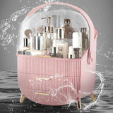 Transparent Flip-top Cosmetic Storage Box: Dustproof, Waterproof, Multi-layer Drawer Organizer, Portable Storage Essential for Desktop and Bathroom.pink