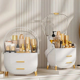 Transparent Flip-top Cosmetic Storage Box: Dustproof, Waterproof, Multi-layer Drawer Organizer, Portable Storage Essential for Desktop and Bathroom.white