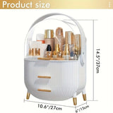 Transparent Flip-top Cosmetic Storage Box: Dustproof, Waterproof, Multi-layer Drawer Organizer, Portable Storage Essential for Desktop and Bathroom.white