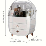 WHITE Luxury Transparent Flip-top Cosmetic Organizer, Large Capacity with Smart Compartments, Dustproof & Silent Drawers, Essential for a Neat Vanity.