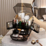 WHITE Luxury Transparent Flip-top Cosmetic Organizer, Large Capacity with Smart Compartments, Dustproof & Silent Drawers, Essential for a Neat Vanity.