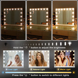 Mirror Rectangle  Hollywood LED Vanity White Silver Wall Mirror 46 x 12 x 58 cm.