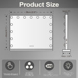 Mirror Rectangle  Hollywood LED Vanity White Silver Wall Mirror 46 x 12 x 58 cm.